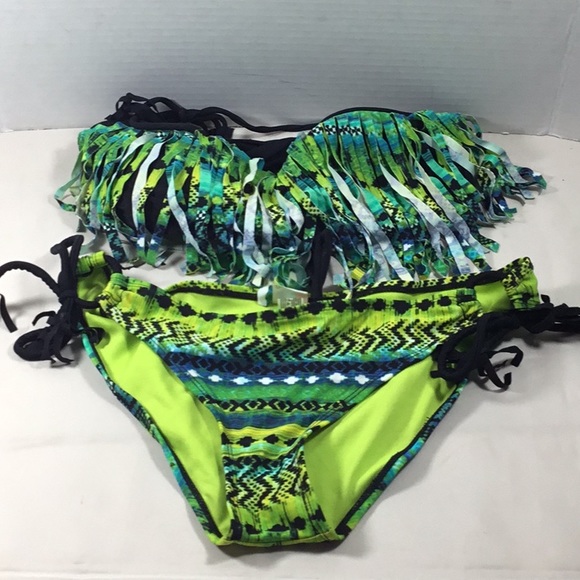 fringe top two piece swimsuit